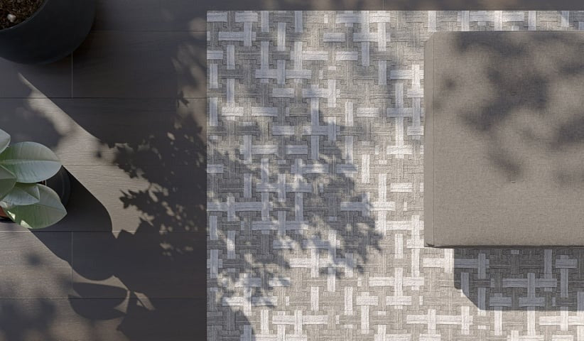 AVANT-GARDE DESIGNER RUG MADE FROM DURABLE BELTS FOR INDOORS AND OUTDOORS